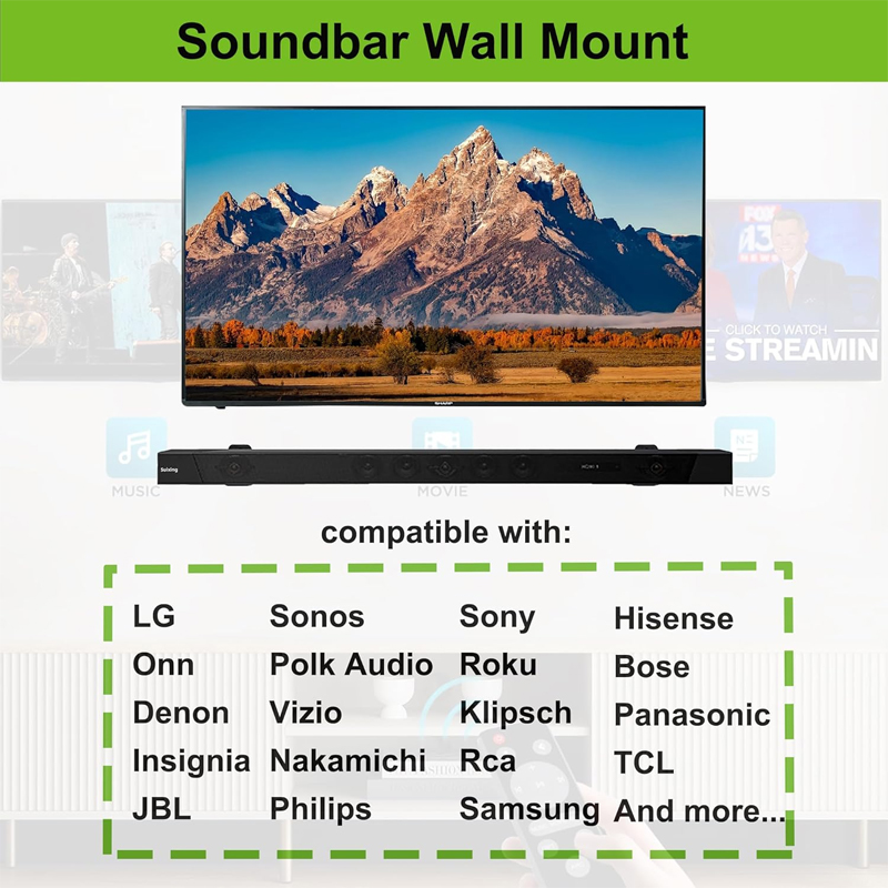 2PCS Adjustable Soundbar Mount - Soundbar Wall Mount Bracket Universal review and price